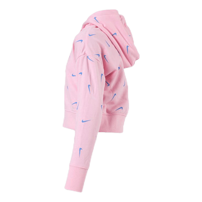 Swooshfetti Crop Hoodie Junior Pink/Blue