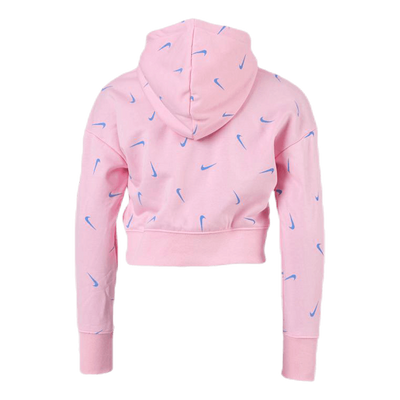 Swooshfetti Crop Hoodie Junior Pink/Blue