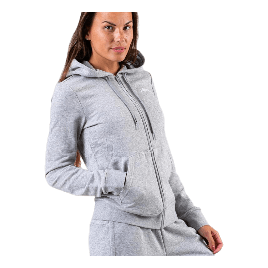 Essential Plain Full Zip Hood Grey