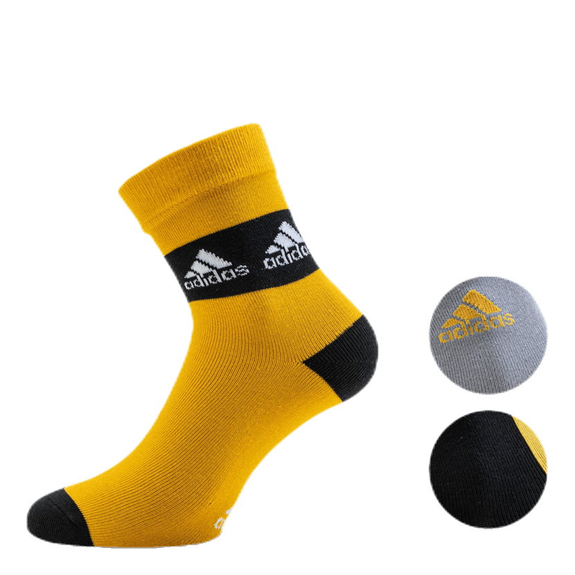 3-Pack Crew Socks Black/Grey/Yellow