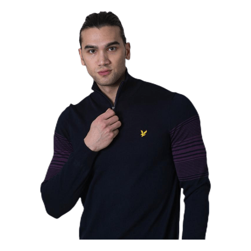 Golf Stripe Quarter Zip Pullover Blue