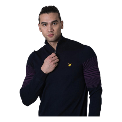 Golf Stripe Quarter Zip Pullover Blue