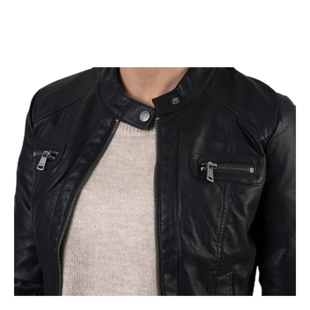 Bandit Faux Leather Biker Otw Black