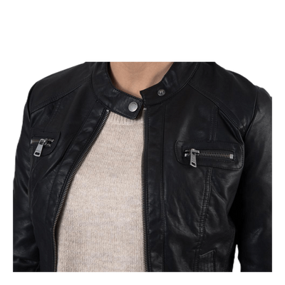 Bandit Faux Leather Biker Otw Black