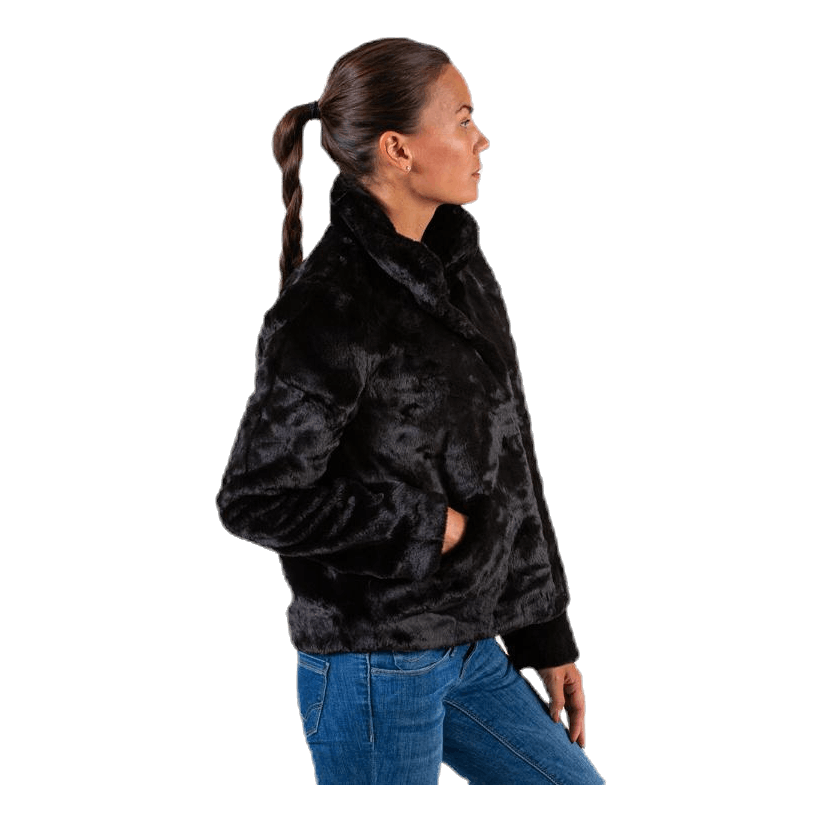 Vida Faux Fur Jacket Otw Black