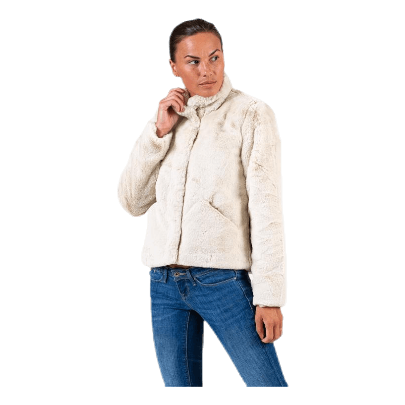 Vida Faux Fur Jacket Otw White