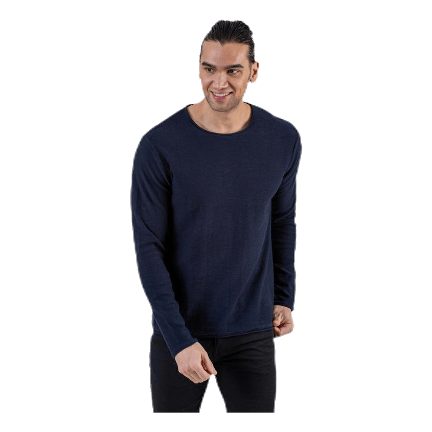 Slub Knit Crew Neck Sts Blue