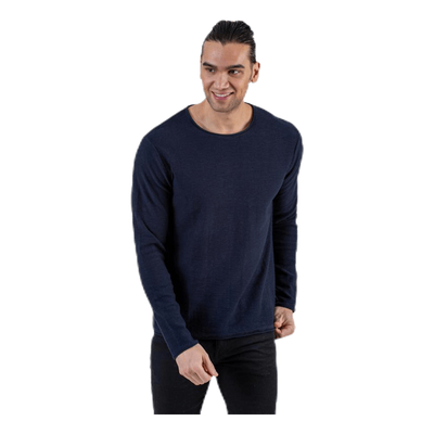 Slub Knit Crew Neck Sts Blue