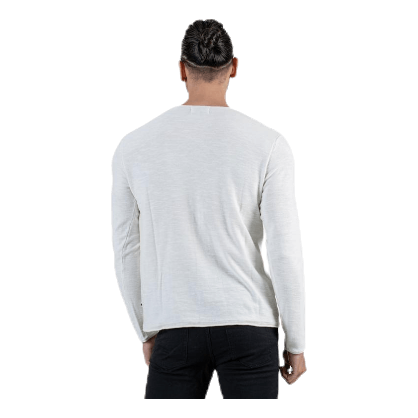 Slub Knit Crew Neck Sts White