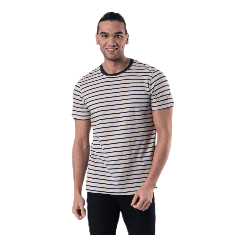 Striped Tee Ss Crew Neck Beige