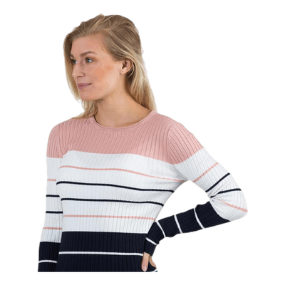 Natalia Stripe  L/S Pullover Knt Red