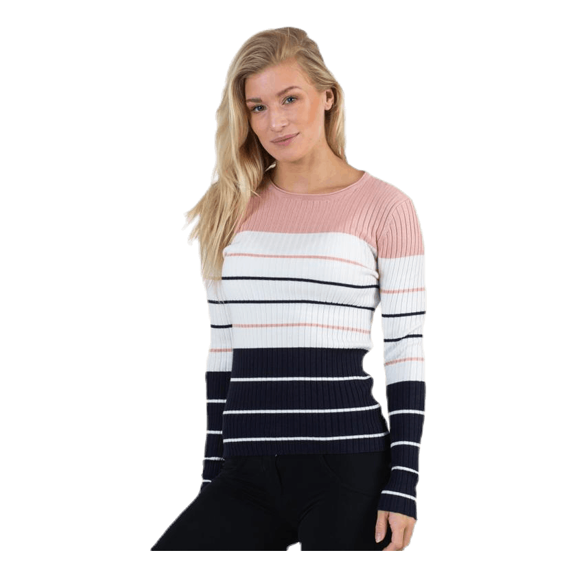 Natalia Stripe  L/S Pullover Knt Red