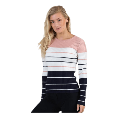 Natalia Stripe  L/S Pullover Knt Red