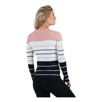 Natalia Stripe  L/S Pullover Knt Red