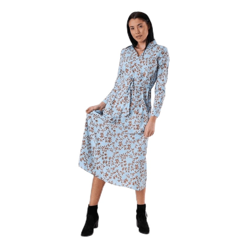 Alma Poly L/S Shirt Dress Aop Blue