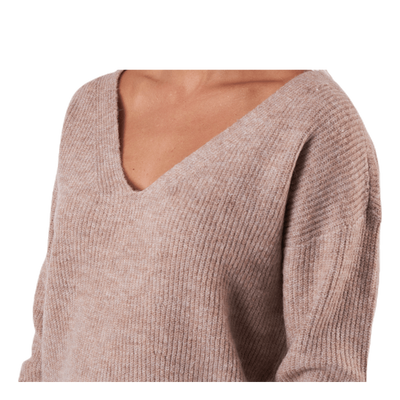 Babett Ls V-Neck Knit Beige