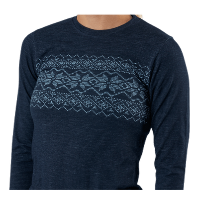 Yalia Seamless Wool Print L-S Baselayer Blue