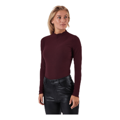 Emma L/S High Neck Top Jrs Brown