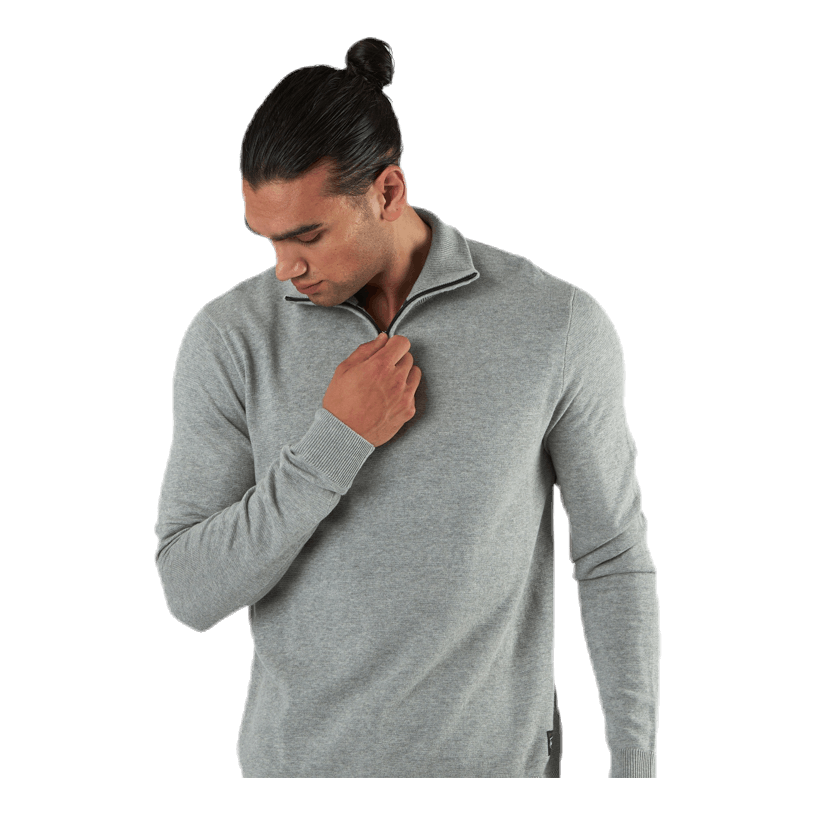 Eli Knit High Neck Zip Grey