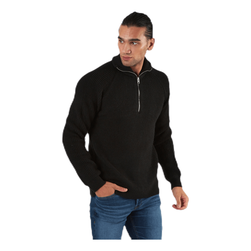 Ivy Knit Half Zip Black