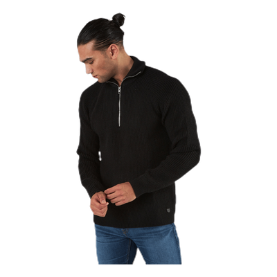 Ivy Knit Half Zip Black