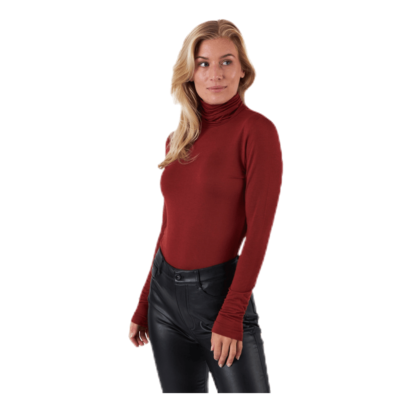 Lela Life L/S Rollneck Top Jrs Brown