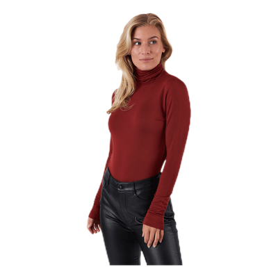 Lela Life L/S Rollneck Top Jrs Brown