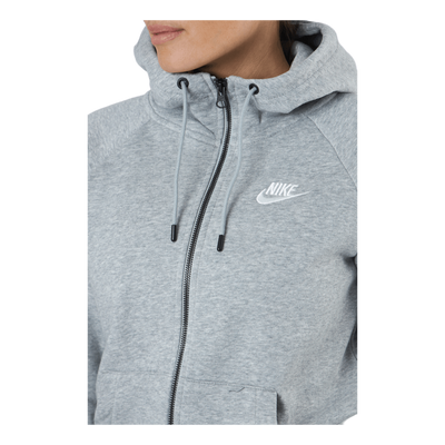 Women's Full-zip Fleece Hoodie Dk Grey Heather/white