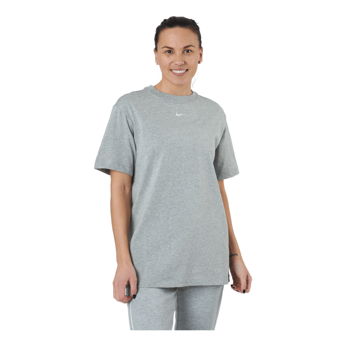 Essential Women's Top Dk Grey Heather/white