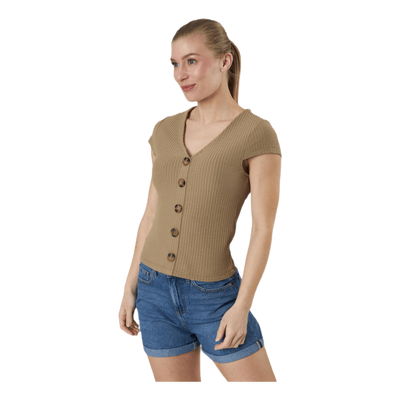 Nella S/S Button Top Jrs Beige