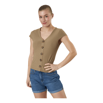 Nella S/S Button Top Jrs Beige