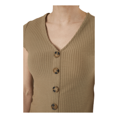 Nella S/S Button Top Jrs Beige