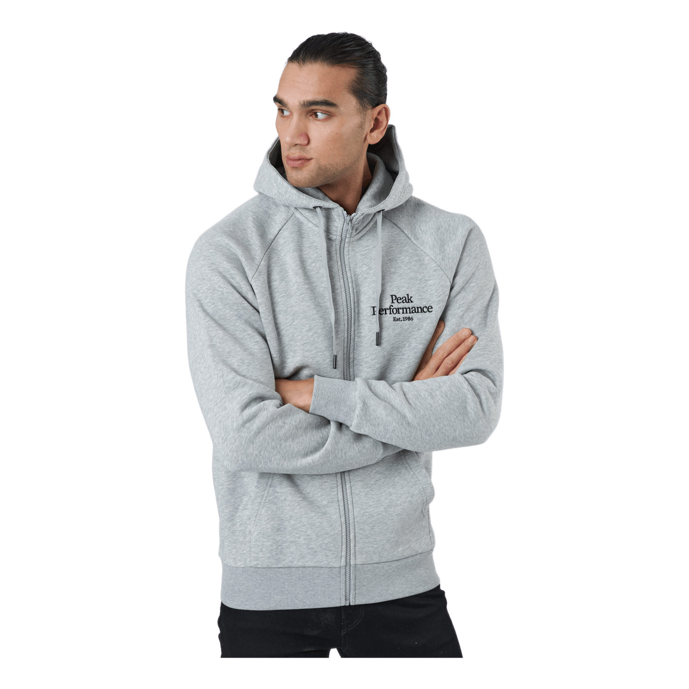 M Original Zip Hood Med Grey Melange