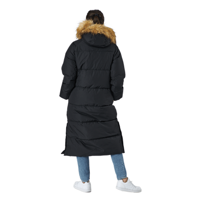 W. Loose Fur Hood Coat Black