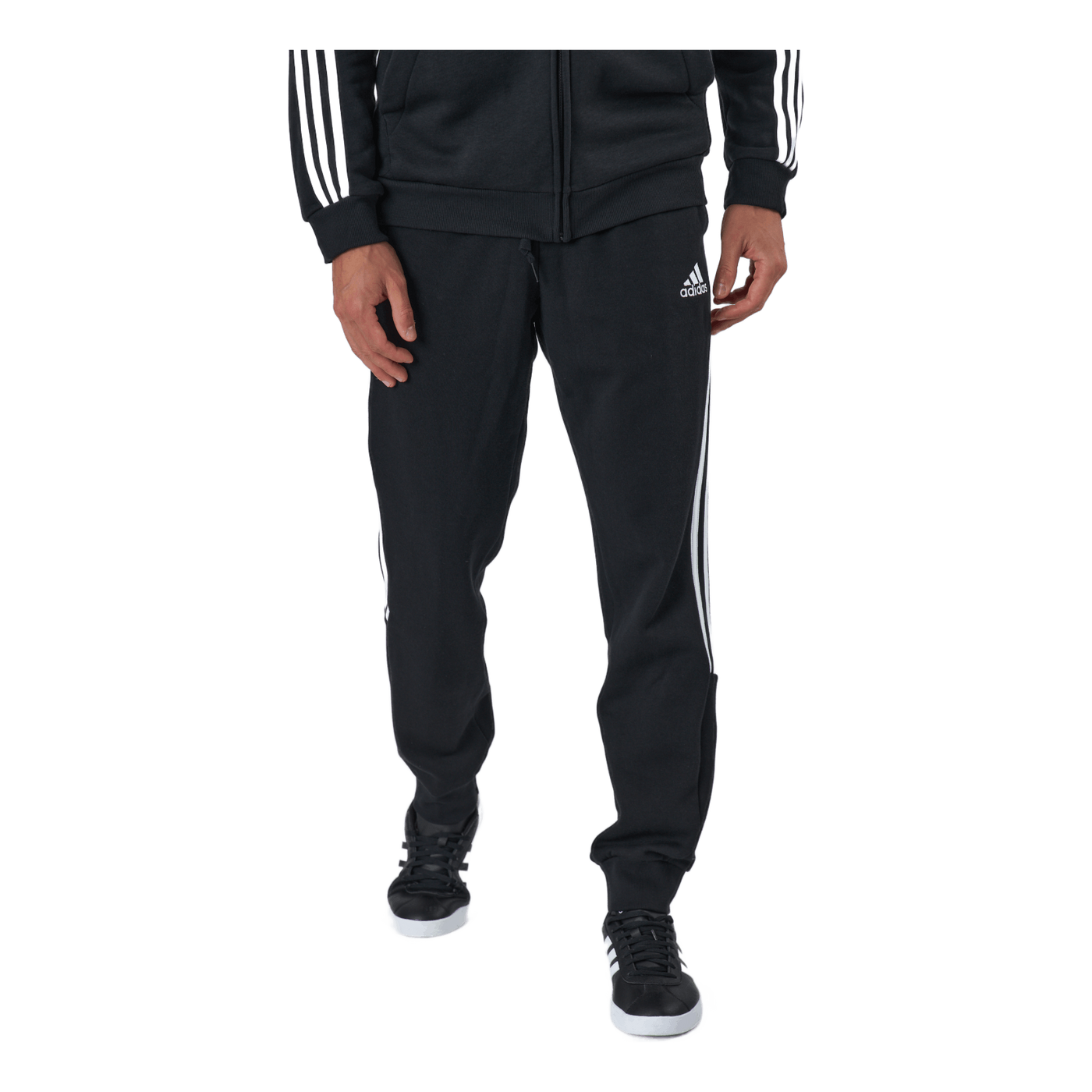 Essentials Tapered Cuff 3 Stripes Pants Black / White