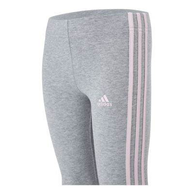 Adidas Girls Essentials 3 Stripes Leggings Medium Grey Heather / Clear Pink