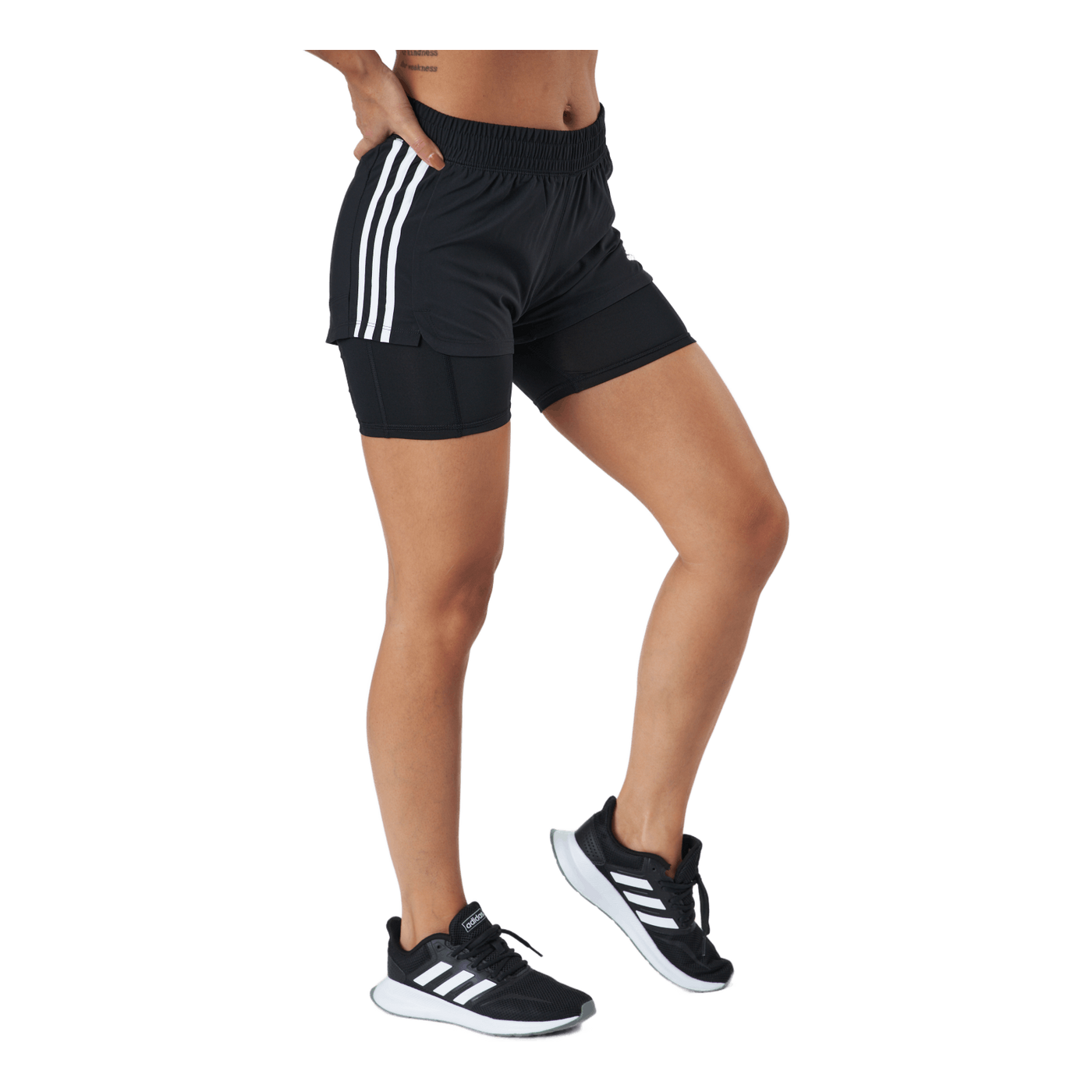 Pacer 3 Stripe Woven 2 In 1 Short Black / White