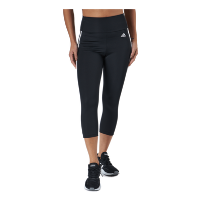 High Rise 3-Stripes 3/4 Sport Tights Black / White