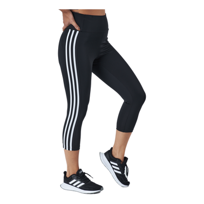 High Rise 3-Stripes 3/4 Sport Tights Black / White