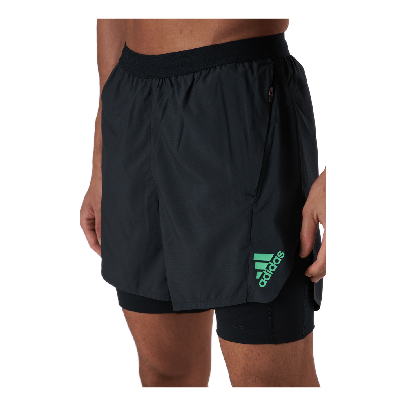 Adizero 2In1 Short Men Black / Semi Screaming Green