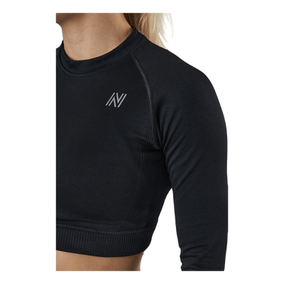 Molly Seamless Ls Crop Top Black