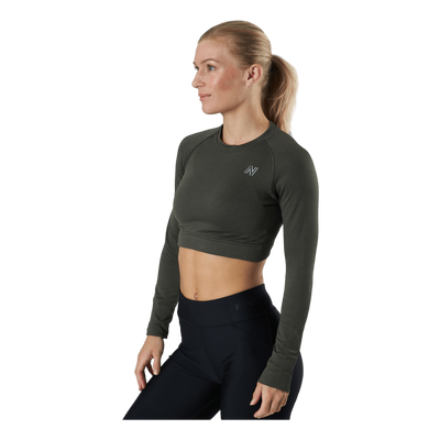 Molly Seamless Ls Crop Top Green