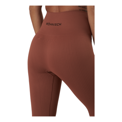 Seamless Rib Tights Copper Brown