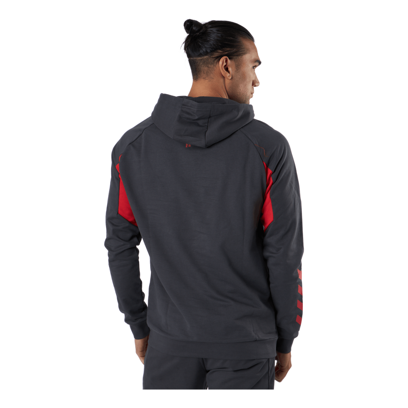 Hmlaction Cotton Hoodie Ebony/flame Scarlet