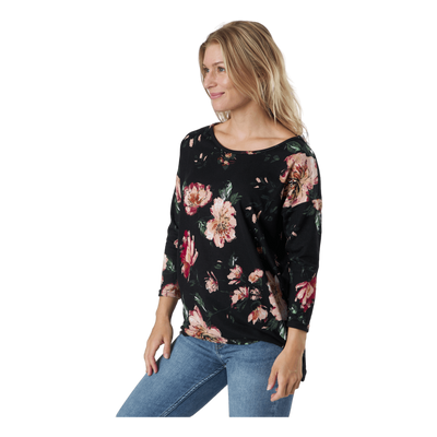 Onlelcos 4/5 Aop Top Jrs Noos Black W/jasmin Flower 15