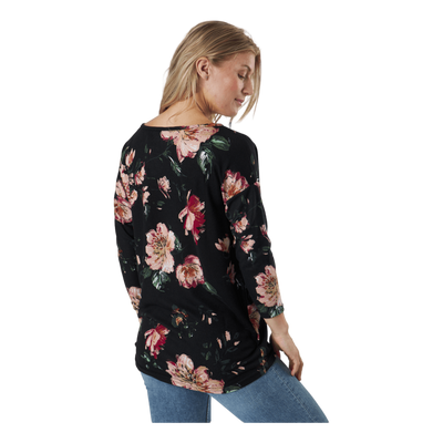 Onlelcos 4/5 Aop Top Jrs Noos Black W/jasmin Flower 15