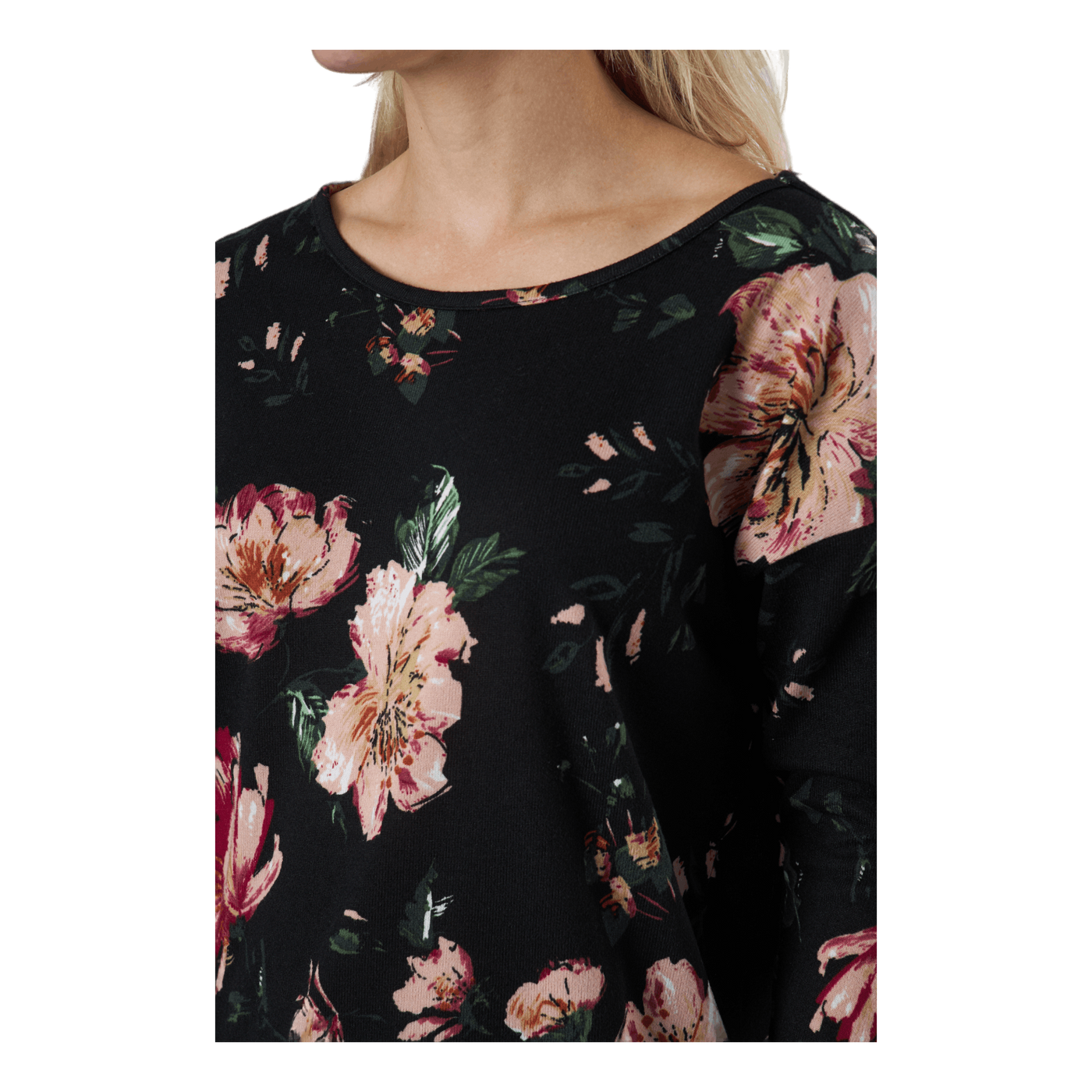 Onlelcos 4/5 Aop Top Jrs Noos Black W/jasmin Flower 15