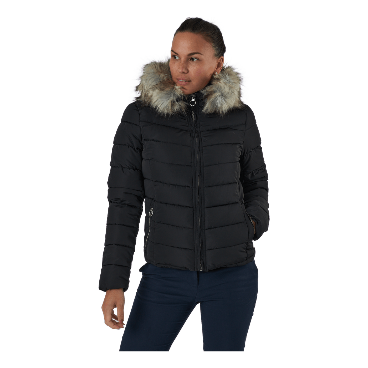 Onlnewellan Quilted Hood Jacke Black