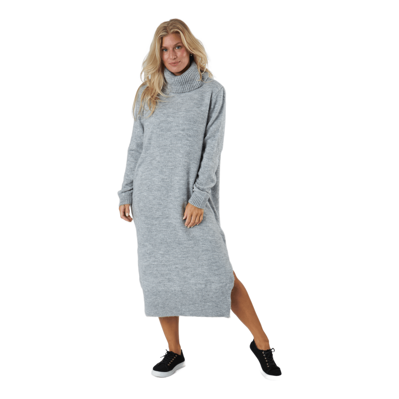 Onlbrandie L/s Roll Neck Dress Light Grey Melange