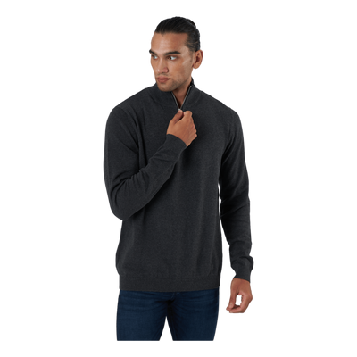 Jjebasic Knit Half Zip Dark Grey Melange